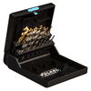Volkel Metric Metric P.K.48 HSS-E TiN Machine taps for blind holes (set of 14 pcs.) incl. drills DIN 371/376 M 3 M 12 R35 HSSE TiN Plastic box VKTMM+ TV10-47848